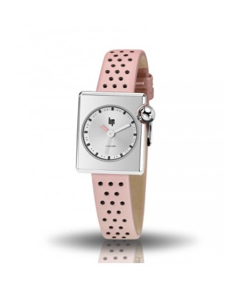 Montre Lip - Mach 2000 mini square bracelet cuir rose Livraison rapide