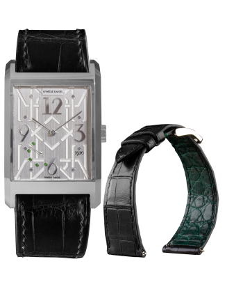 Montre ANATOLE BAKER 1920 - Dandy tsavorites vertes - Bracelet Alligator noir doublure verte Les êtres humains sont 