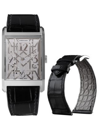 Montre ANATOLE BAKER 1920 - Gatsby Diamants noirs - Bracelet alligator noir doublure grise Le MVP de beaucoup