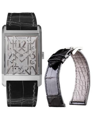 Montre ANATOLE BAKER 1920 - Gatsby diamants noirs - Bracelet alligator brillant noir En savoir plus