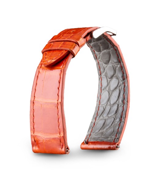 Bracelet montre cuir - Anatole Baker - Alligator brillant orange 2024