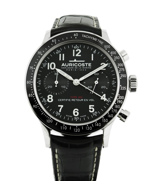 Montre Auricoste - Chronographe Flyback Type 20 tachymètre compteurs noir la chaussure