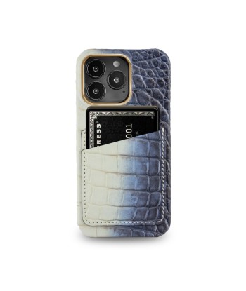 Coque cuir " Card case " Himalaya pour iPhone 15, 14 & 13 ( Pro / Pro Max ) - Alligator / Crocodile brillant des détails fins