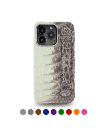 Coque cuir " Strap case " Himalaya pour iPhone 15, 14 & 13 Pro & Pro Max - Alligator / Crocodile d'Europe débarque