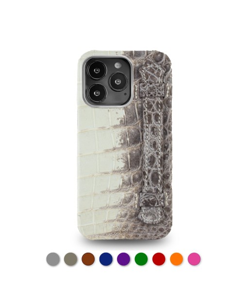 Coque cuir " Strap case " Himalaya pour iPhone 15, 14 & 13 Pro & Pro Max - Alligator / Crocodile d'Europe débarque