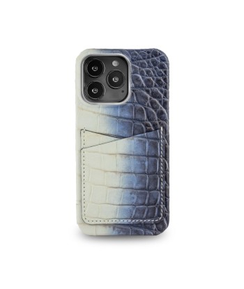 Coque cuir " Card case " Himalaya pour iPhone 15, 14 & 13 ( Pro / Pro Max ) - Alligator / Crocodile brillant des détails fins