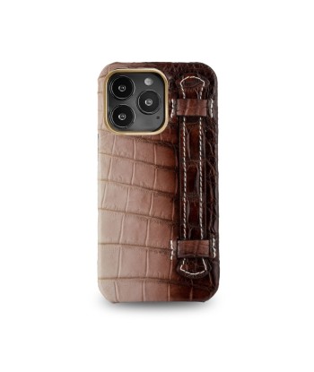 Coque cuir " Strap case " Himalaya pour iPhone 15, 14 & 13 Pro & Pro Max - Alligator / Crocodile d'Europe débarque