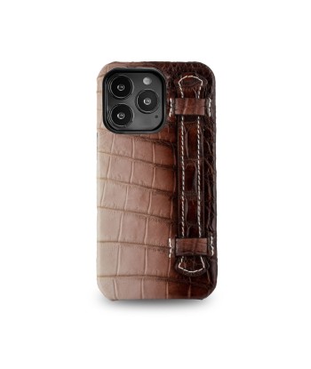 Coque cuir " Strap case " Himalaya pour iPhone 15, 14 & 13 Pro & Pro Max - Alligator / Crocodile d'Europe débarque