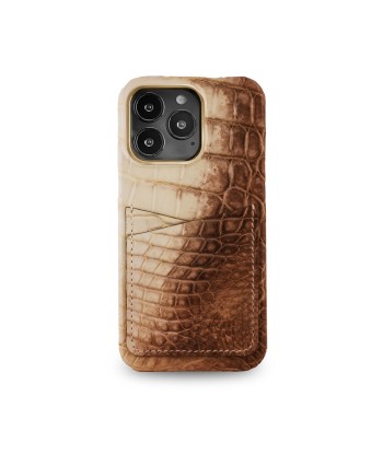 Coque cuir " Card case " Himalaya pour iPhone 15, 14 & 13 ( Pro / Pro Max ) - Alligator / Crocodile brillant des détails fins