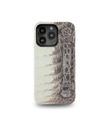 Coque cuir " Strap case " Himalaya pour iPhone 15, 14 & 13 Pro & Pro Max - Alligator / Crocodile d'Europe débarque