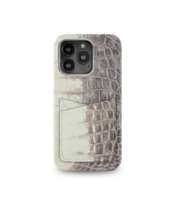 Coque cuir " Card case " Himalaya pour iPhone 15, 14 & 13 ( Pro / Pro Max ) - Alligator / Crocodile brillant des détails fins