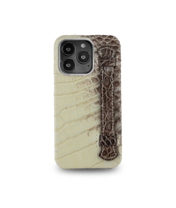 Coque cuir " Strap case " Himalaya pour iPhone 15, 14 & 13 Pro & Pro Max - Alligator / Crocodile d'Europe débarque