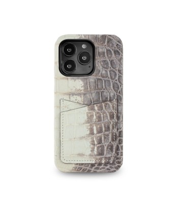 Coque cuir " Card case " Himalaya pour iPhone 15, 14 & 13 ( Pro / Pro Max ) - Alligator / Crocodile brillant des détails fins