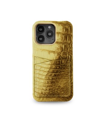 Coque cuir " Card case " Himalaya pour iPhone 15, 14 & 13 ( Pro / Pro Max ) - Alligator / Crocodile brillant des détails fins