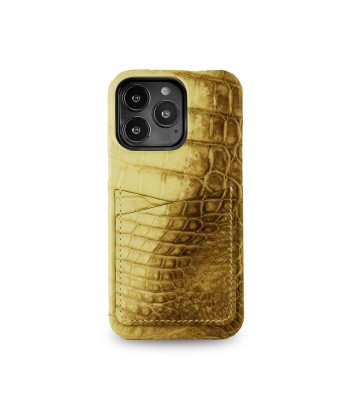 Coque cuir " Card case " Himalaya pour iPhone 15, 14 & 13 ( Pro / Pro Max ) - Alligator / Crocodile brillant des détails fins