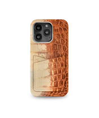 Coque cuir " Card case " Himalaya pour iPhone 15, 14 & 13 ( Pro / Pro Max ) - Alligator / Crocodile brillant des détails fins