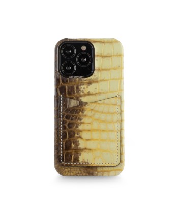 Vente exclusive - Coque cuir "double card" Himalaya pour iPhone 13 Pro - Crocodile Himalaya "natural" outlet