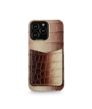 Vente exclusive - Coque cuir "double card" Himalaya pour iPhone 13 Pro - Crocodile Himalaya chocolat de l' environnement