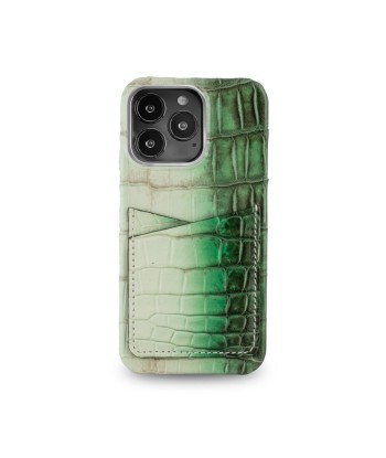 Coque cuir " Card case " Himalaya pour iPhone 15, 14 & 13 ( Pro / Pro Max ) - Alligator / Crocodile brillant des détails fins