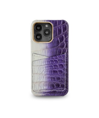 Coque cuir " Card case " Himalaya pour iPhone 15, 14 & 13 ( Pro / Pro Max ) - Alligator / Crocodile brillant des détails fins