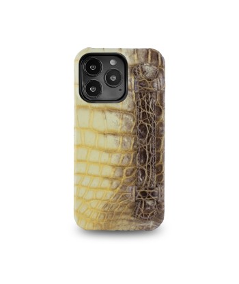 Coque cuir " Strap case " Himalaya pour iPhone 15, 14 & 13 Pro & Pro Max - Alligator / Crocodile d'Europe débarque