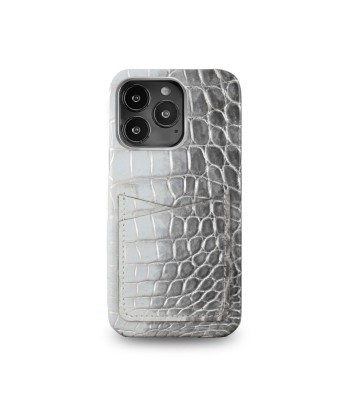 Coque cuir " Card case " Himalaya pour iPhone 15, 14 & 13 ( Pro / Pro Max ) - Alligator / Crocodile brillant des détails fins