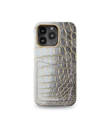 Coque cuir " Card case " Himalaya pour iPhone 15, 14 & 13 ( Pro / Pro Max ) - Alligator / Crocodile brillant des détails fins