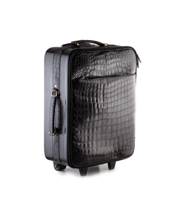 Valise cabine cuir - Alligator noir de pas cher