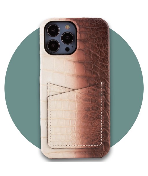 Vente exclusive - Coque cuir "Double card" Himalaya pour iPhone 13 Pro Max - Crocodile Himalaya marron 50-70% off 