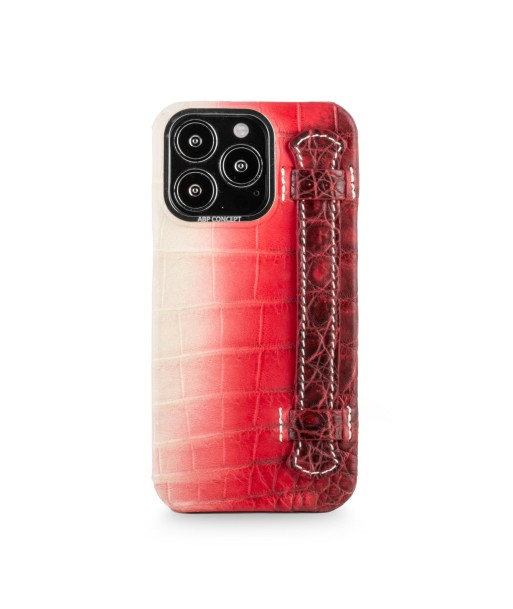 Vente exclusive - Coque cuir "strap case" Himalaya pour iPhone 13 Pro - Crocodile Himalaya rouge sur le site 