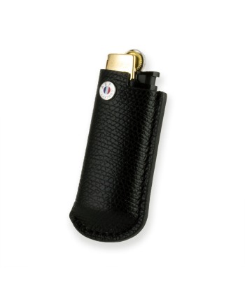 Briquet et son étui cuir "Essential" - Veau grainé (noir, bleu, vert, marron, orange...) Toutes les collections ici