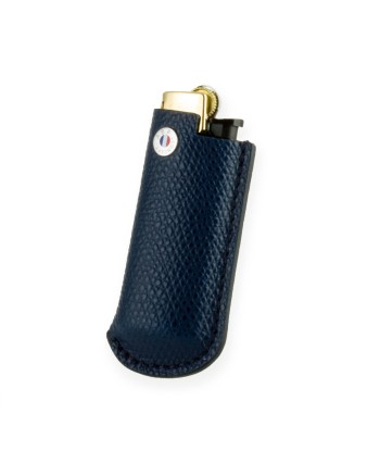 Briquet et son étui cuir "Essential" - Veau grainé (noir, bleu, vert, marron, orange...) Toutes les collections ici