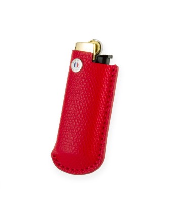 Briquet et son étui cuir "Essential" - Veau grainé (noir, bleu, vert, marron, orange...) Toutes les collections ici