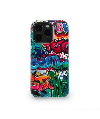 Coque cuir pour iPhone 15 , 14 & 13 ( Pro / Pro Max ) "Street Art" - Veau sur le site 