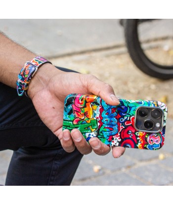 Coque cuir pour iPhone 15 , 14 & 13 ( Pro / Pro Max ) "Street Art" - Veau sur le site 