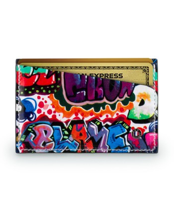 Etui cartes bancaires cuir "Street Art" - Veau pas cher