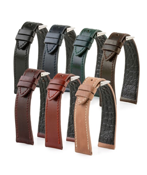 Bracelet pour montre cuir - Cordovan (noir, bleu, vert, marron, bordeaux) vente chaude votre 