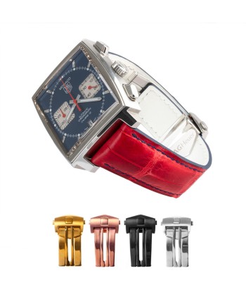 Tag Heuer Monaco - Bracelet montre cuir - Alligator tannage spécial waxé rouge Véritable concentré