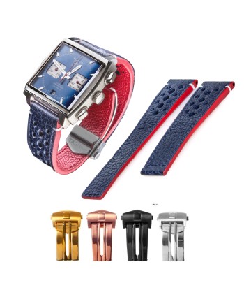 Tag Heuer Monaco - Bracelet montre cuir - Buffle bleu marine Faites des économies