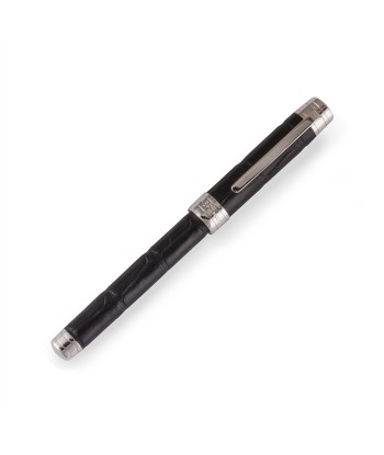 Stylo roller cuir "Essential Black Alligator" – Acier rhodium Jusqu'à 80% De Réduction