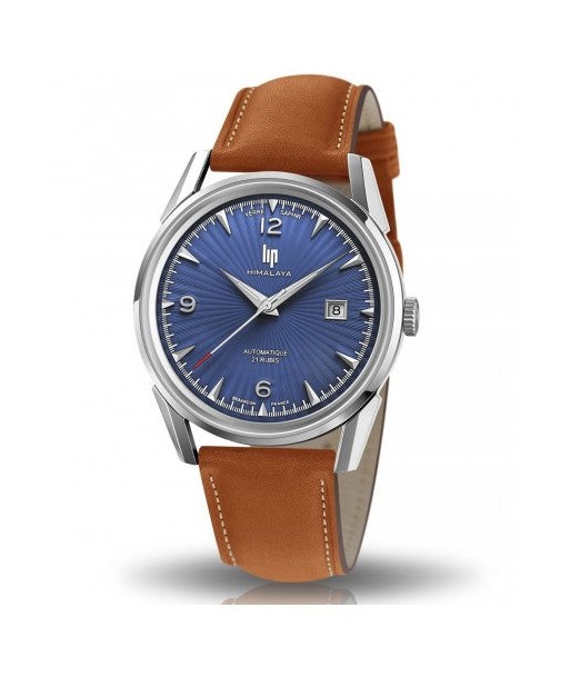 Lip watch - Himalaya 40mm automatic blue sunburst dial leather strap de votre