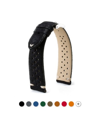 ​Vintage "Driver" strap - Leather watch band - Calf (black, grey, brown, blue, red, green, kaki) Les magasins à Paris et en Île-de-France