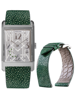 ANATOLE BAKER 1920 watch - Dandy green tsavorites - Green stingray Véritable concentré