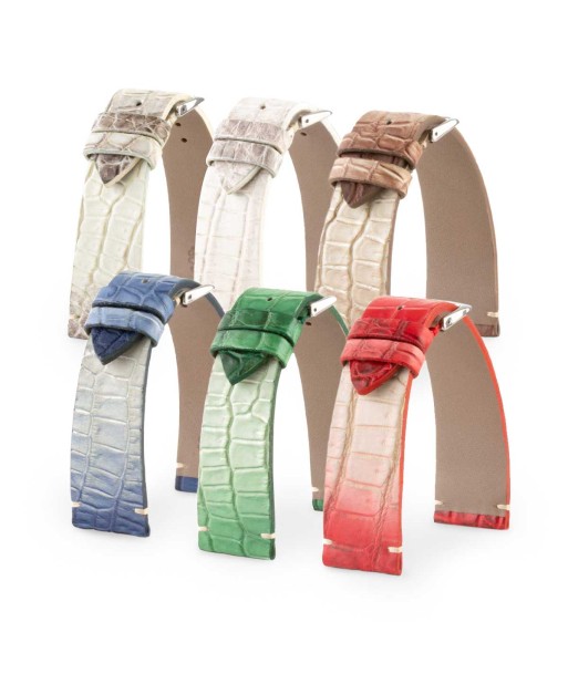 "Retro Himalaya" leather watch band - Alligator (grey, blue, green, brown, red) pas cher chine