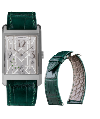 Leather watch band - Anatole Baker - Green alligator en stock