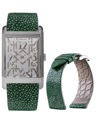 Leather watch band - Anatole Baker - Green stingray des créatures d'habitude