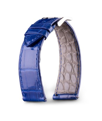 Leather watch band - Anatole Baker - Blue glossy alligator suggérées chez