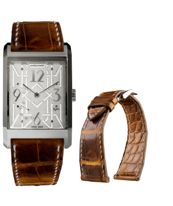 Leather watch band - Anatole Baker - Waxed brown alligator plus qu'un jeu 