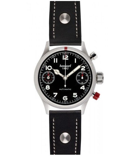 Hanhart 1882 Watch - Pioneer TwinDicator Black, fluted bezel Vous souhaitez 