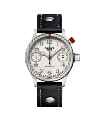 Hanhart 1882 Watch - Pioneer MonoScope Silver, Fluted Bezel hantent personnes